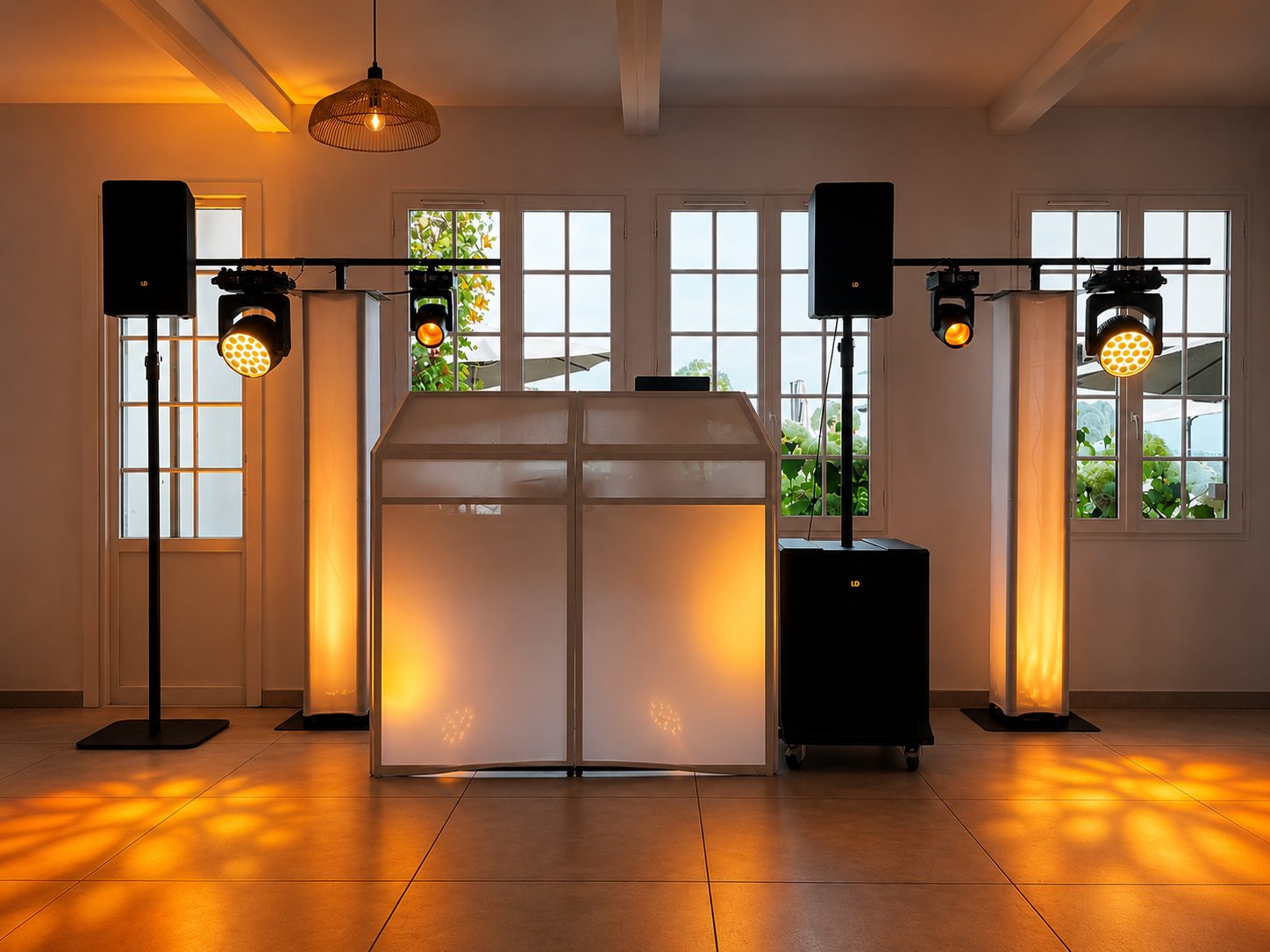 Cabine DJ et mise en lumière en intérieur