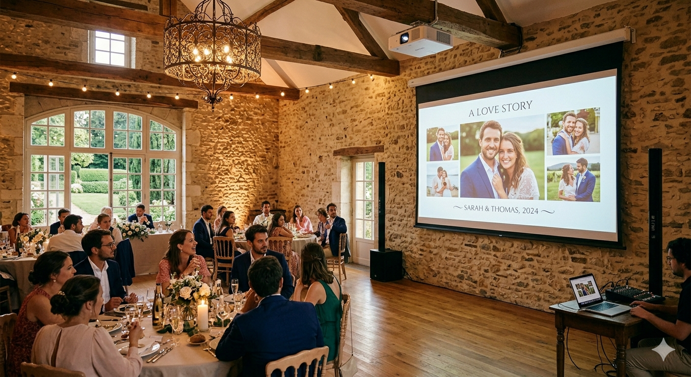 Vidéoprojecteur mariage — diaporama photos et vidéos lors de la réception