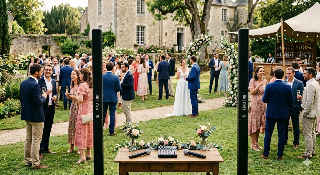 Sonorisation vin d'honneur cocktail mariage — ambiance musicale pendant le cocktail